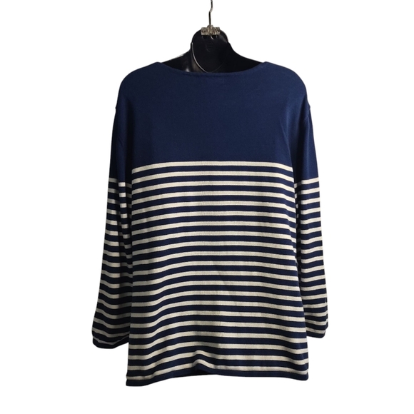 Alfred Dunner Women's Navy Striped Butterfly Floral Sweater Plus Size 3X - Picture 2 of 9